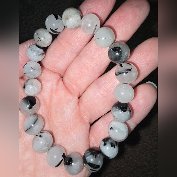 🐰 SALE🐰 10m Black And White Rutile Bracelet - Picture 5 of 15